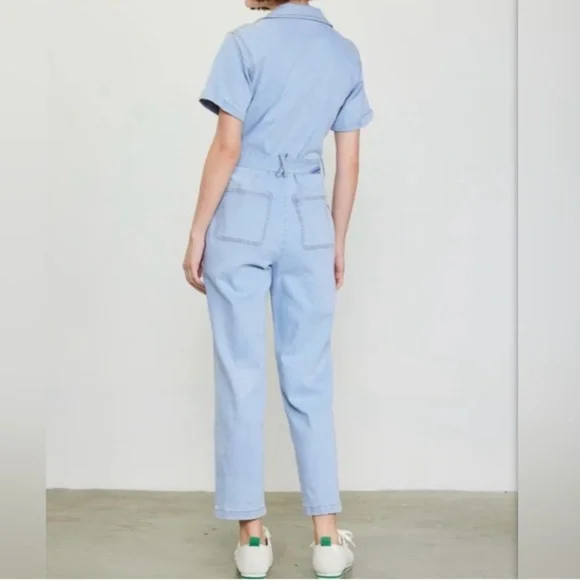 Chambray Washed Utility Jumpsuit by Skies Are Blue, Size Small - Picture 2 of 6